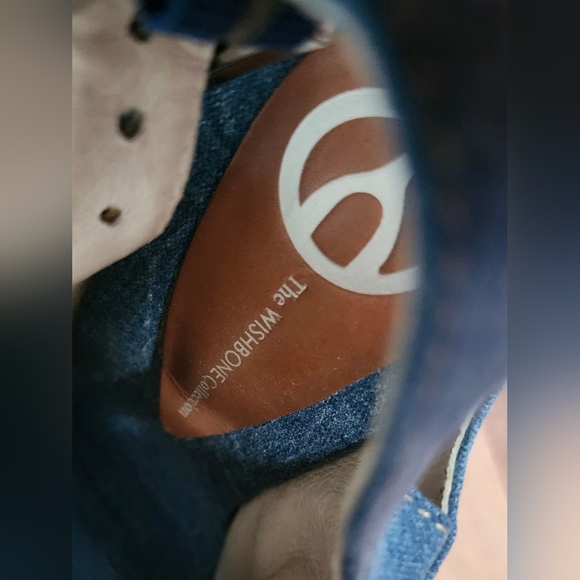 Brand New, Never Worn. Wishbone Embroidered Denim Platform Sandals. - Picture 14 of 15